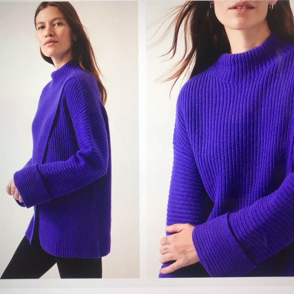 Athleta Purple Cowl Neck Sweater With Relaxed Fit And Chunky Knit